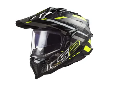 LS2 MX701 Explorer Carbon Helmet - Edge Gloss Black / Hi-Vis Yellow