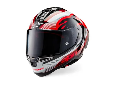 Alpinestars Supertech R10 Team Helmet - Black Carbon / Red / Gloss White
