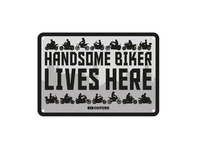 Oxford Garage Metal Sign - Handsome Biker Lives Here