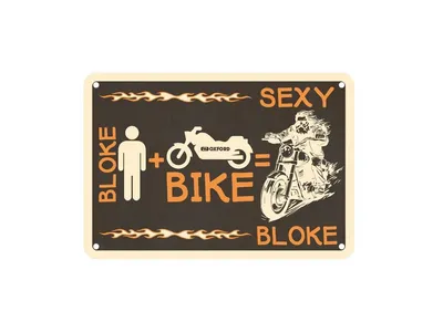 Oxford Garage Metal Sign - Bloke Bike Sexy Bloke