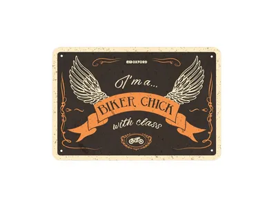 Oxford Garage Metal Sign - Biker Chick With Class
