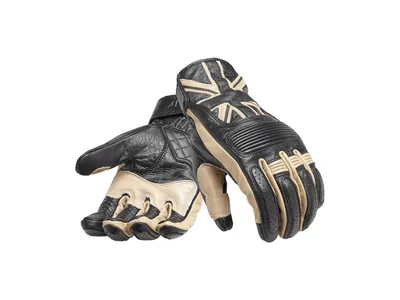 Triumph Flag Leather Gloves - Black / Bone