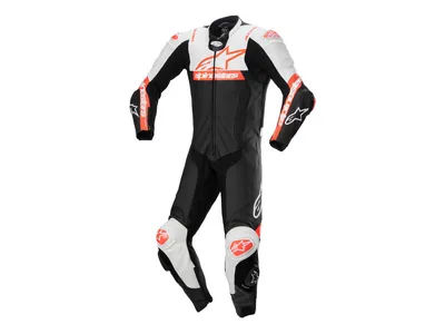 Alpinestars Missile V2 Ward Leather 1-Piece Suit - Black / White / Red Fluo