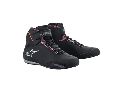 Alpinestars Sektor Waterproof Shoes - Black / Dark Grey / Red Fluo
