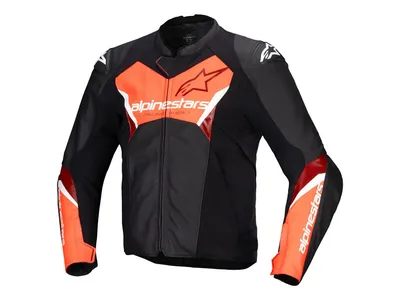 Alpinestars Faster V3 Leather Jacket - Black / Red Fluo
