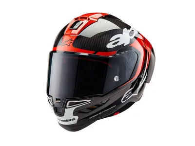 Alpinestars Supertech R10 Element Helmet - Black Carbon / Bright Red / White Glossy