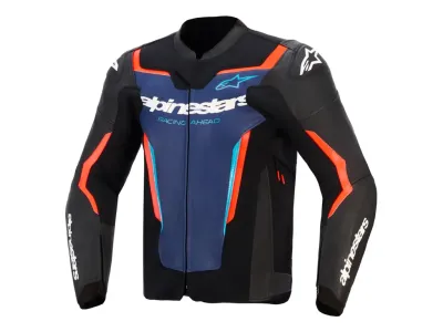 Alpinestars GP Force V2 Leather Jacket - Black / Blue / Red Fluo