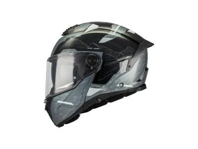 MT Atom 2 SV Highlands Helmet - Gloss Black / Grey / White