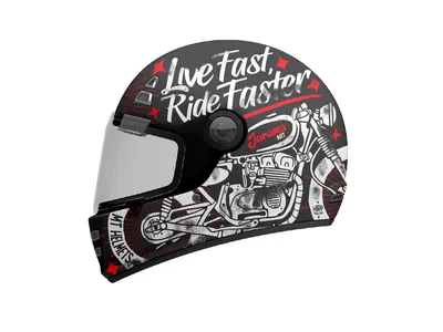 MT Jarama SV Art Helmet - Matt Black / Red