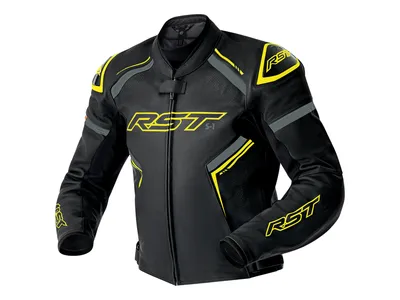RST S-1 D3O Leather Jacket - Black / Grey / Fluo Yellow