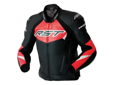 RST TracTech Evo D3O Leather Jacket - Black / Fluo Red