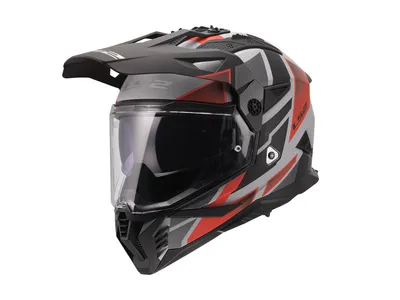 LS2 MX702 Pioneer II Block Helmet - Grey / Red
