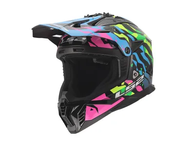 LS2 MX708 Fast II Grotesk Helmet - Blue / Pink / Green