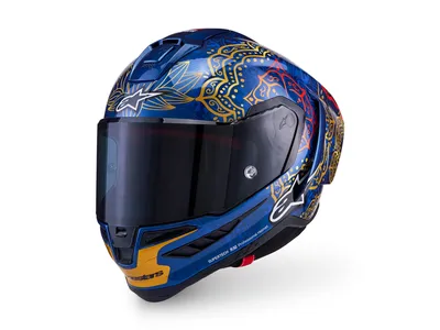 Alpinestars Supertech R10 Martinator Thai Helmet - Blue / Black / Red / Gold Glossy